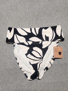 Shade & Shore Women’s Tropical Print Wide‑Band High‑Waist Bikini Bottom – (M)